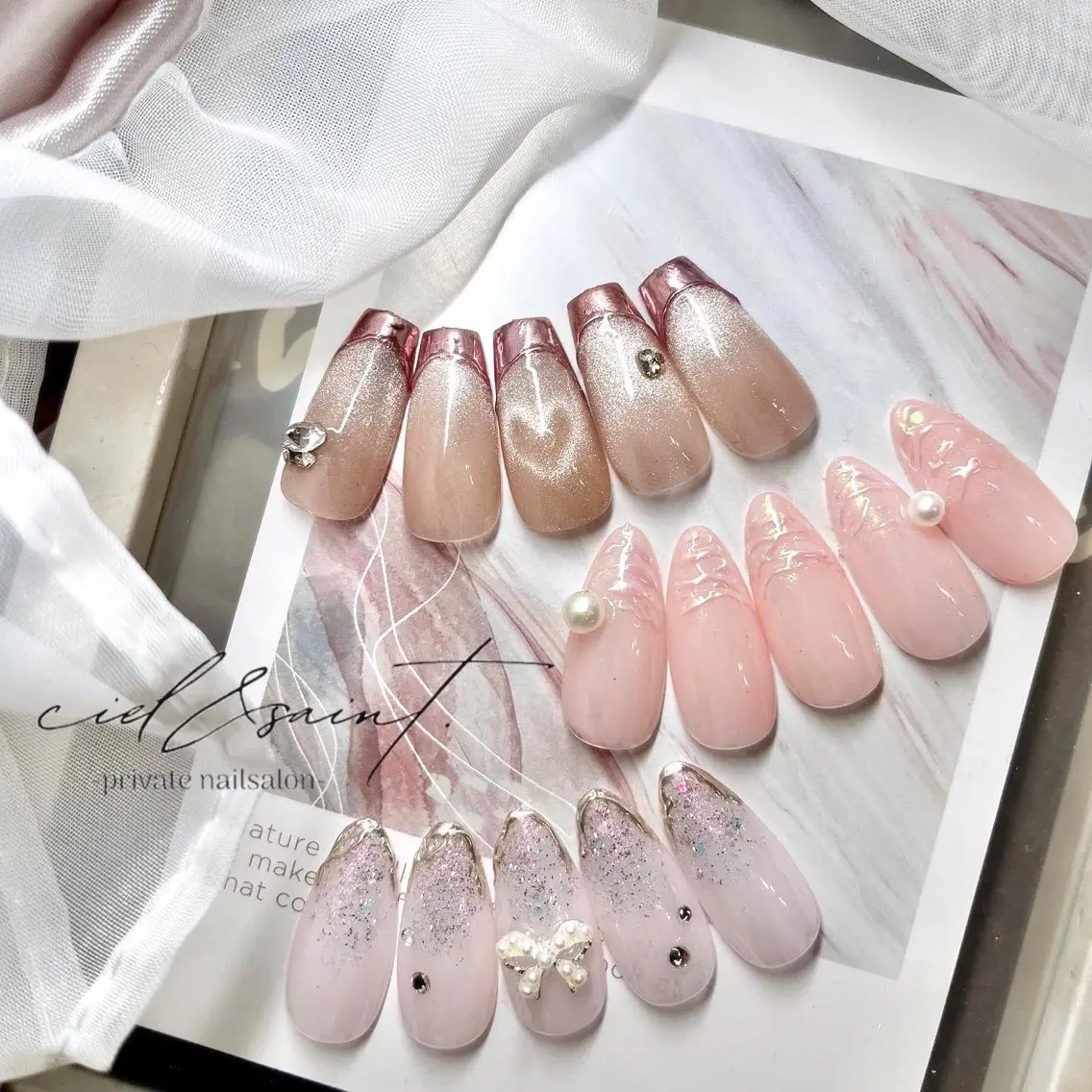 ネイル リボン nail salon ciel&saintのネイルデザイン