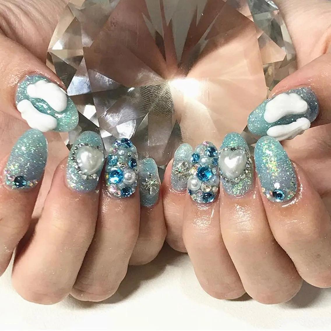 ネイル 渋谷／チップ長さ出し 👑アプレgel-xのネイルデザイン