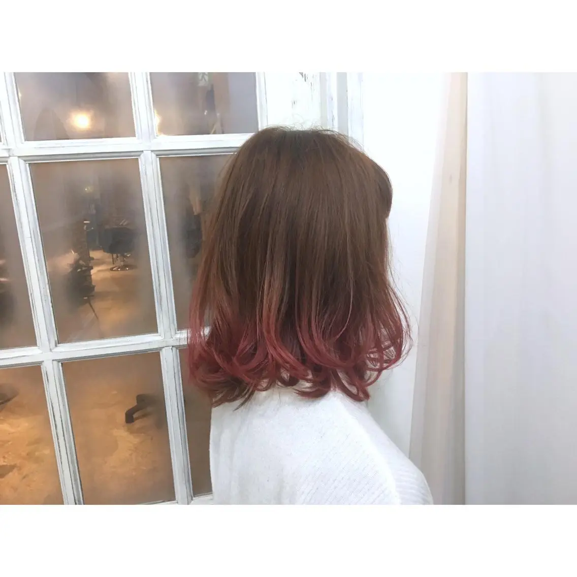 ミディアム カラー ヘアアレンジ グラデーションカラー ピンクカラー 境 健助のヘアスタイル