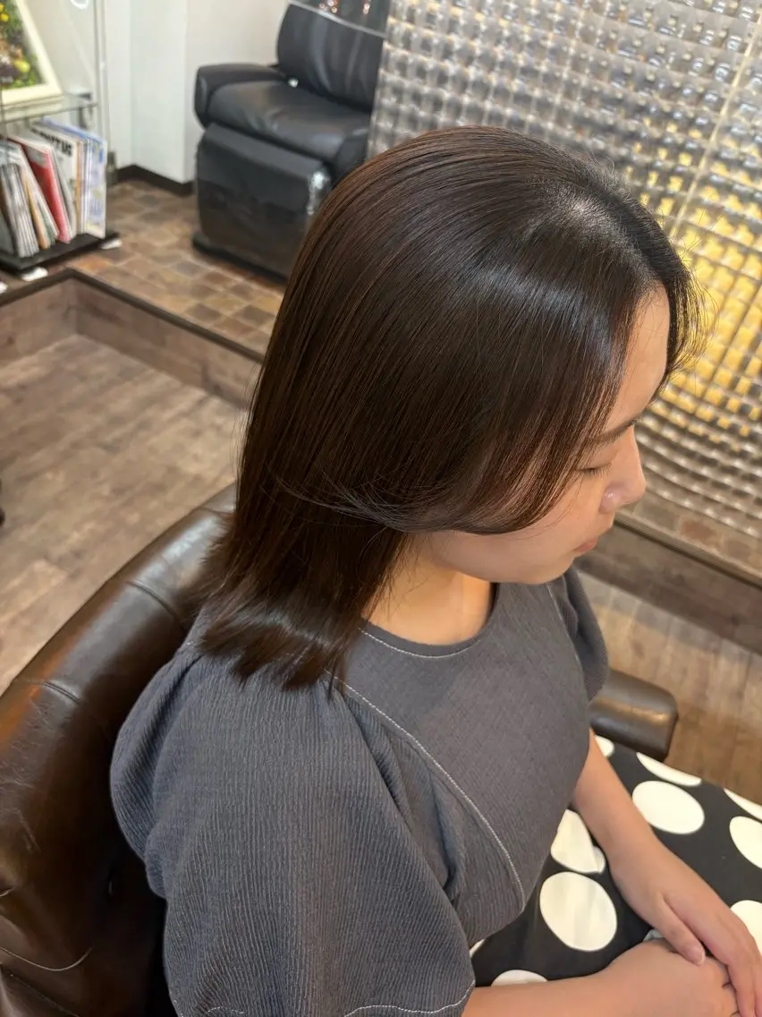 ミディアム 髪質改善 外ハネヘア 縮毛矯正 hama yukiのヘアスタイル