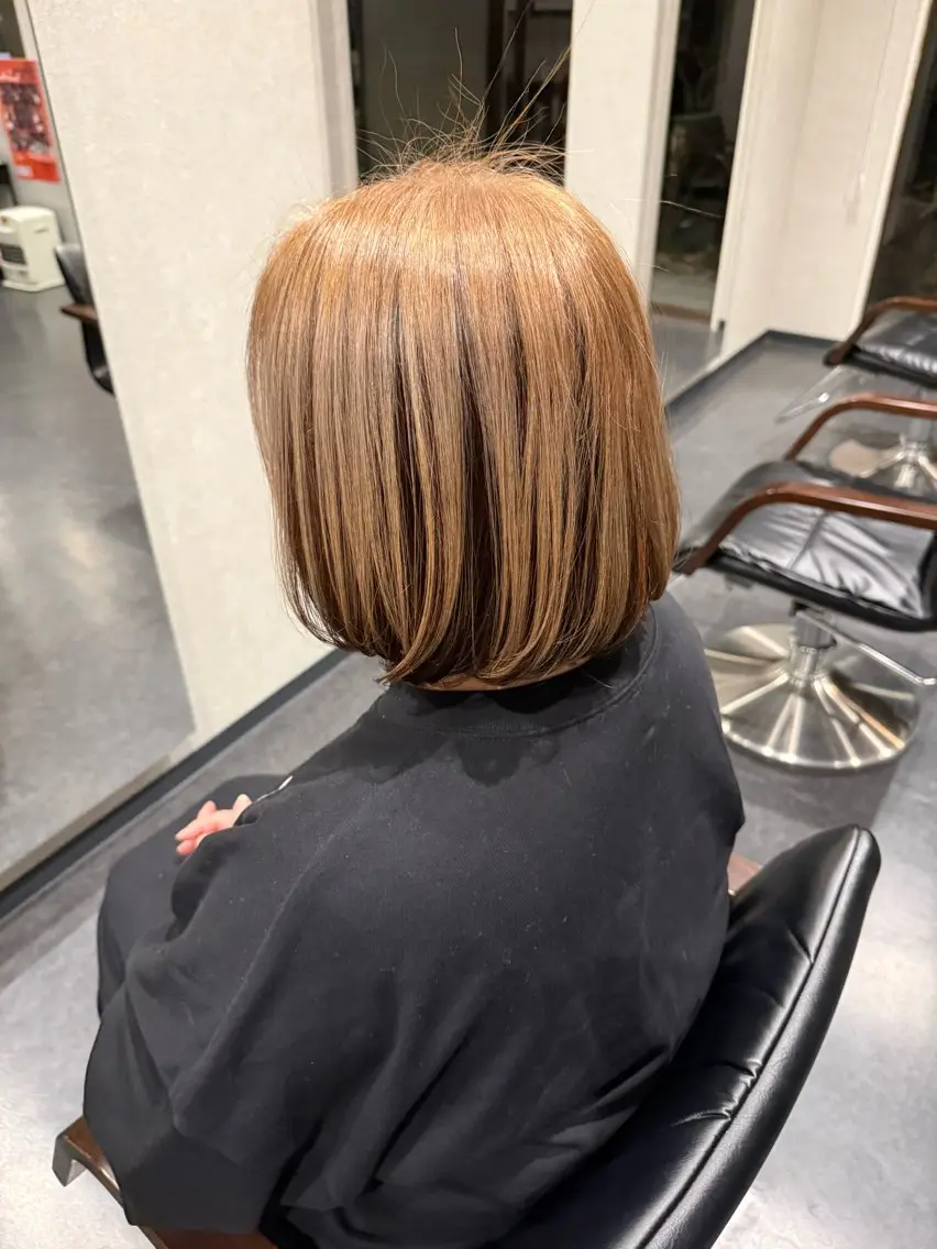 ミディアム 切りっぱなしボブ ワンレンボブ ボブ 髪質改善⚡️カラー 🍀武久 誠🍀のヘアスタイル