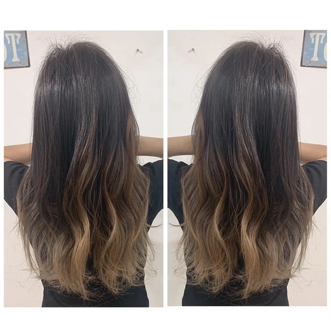ロング カラー アッシュ バレイヤージュ ブリーチ デザインカラー グレージュ カット ヘアカラー トリートメント 京都大人女性ショート 徒歩1分/秋山のヘアスタイル