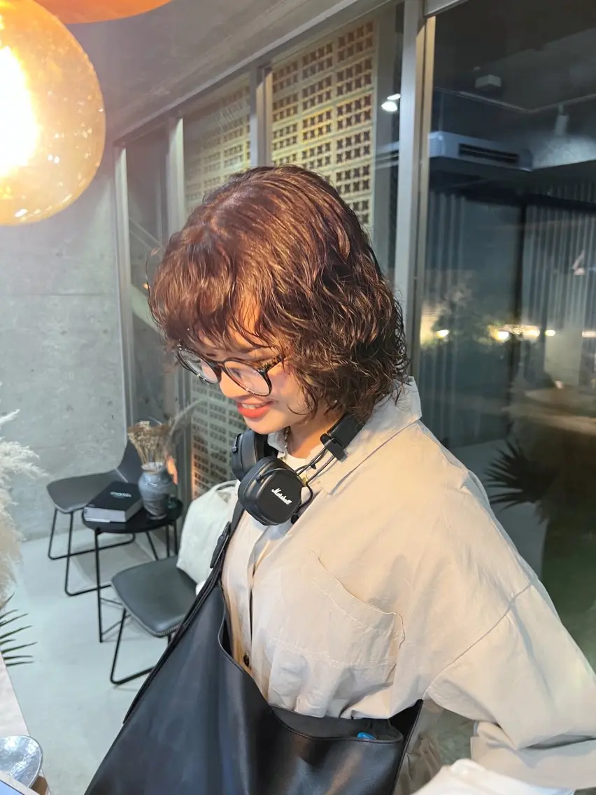 ショート パーマ カット パーマ トリートメント ボブパーマコテ巻き風 パーマNo1深江秀平のヘアスタイル