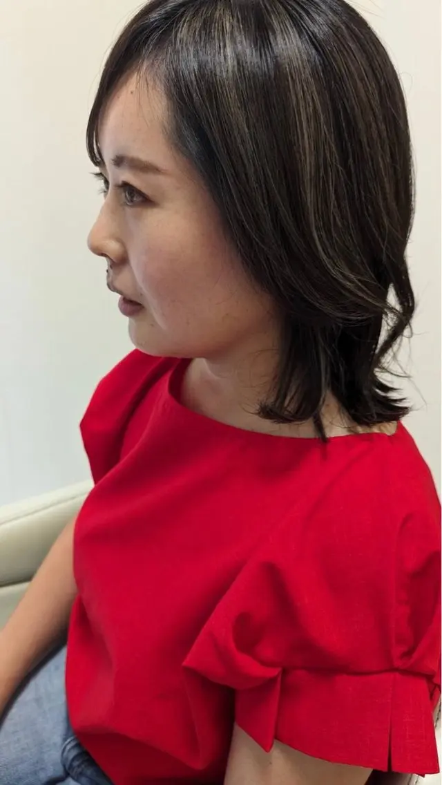 ミディアム カラー ハイライトカラー ハイライト カット ヘアカラー ママ美容師 ＊ヒマワリのヘアスタイル