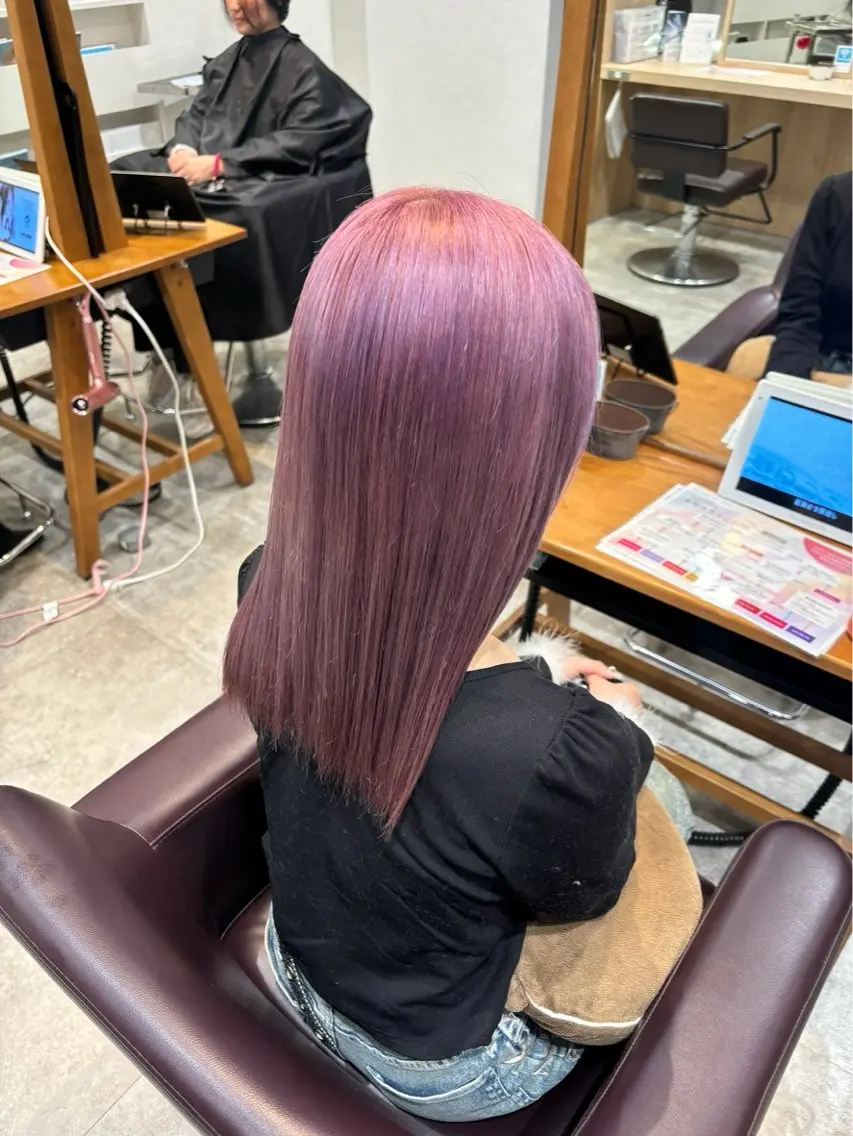 カラー ラベンダーカラー ピンクカラー ピンクラベンダー ヘアカラー トリートメント エクステ/暖色/ ブリーチ/せいかのヘアスタイル