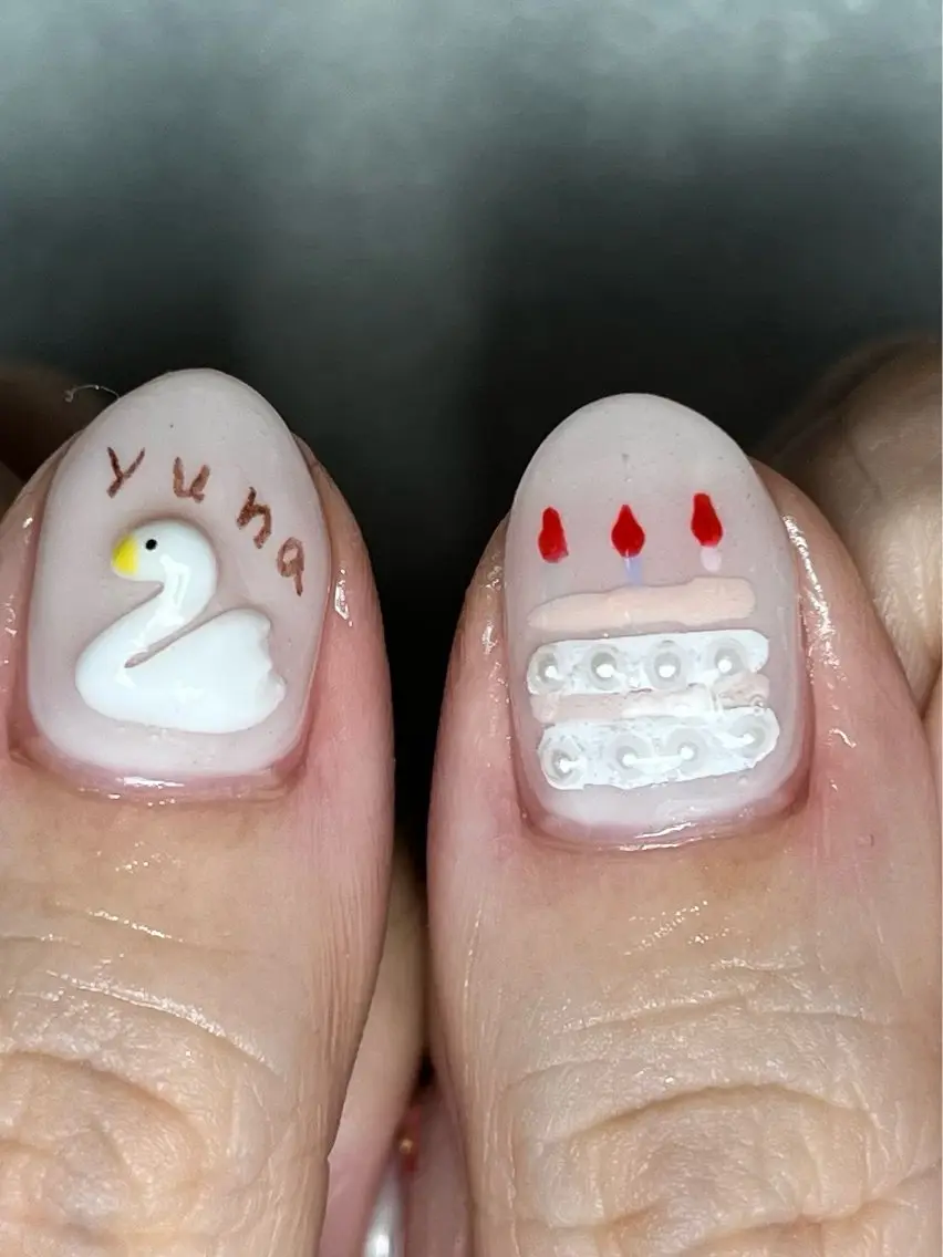 ネイル ハンドネイル tsumeya ゆるかわ手描きネイルのネイルデザイン
