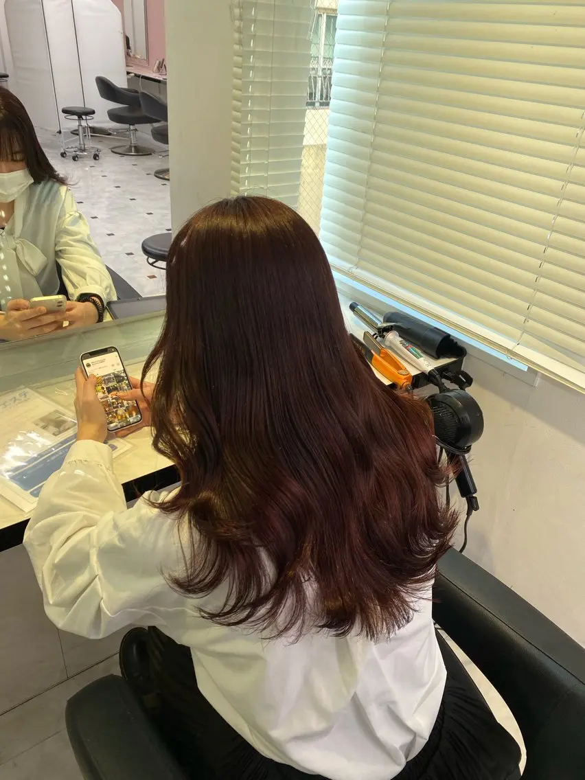 ロング カラー ヘアカラー ヘアセット ♥️韓国風透明感 暖色misa♥️のヘアスタイル