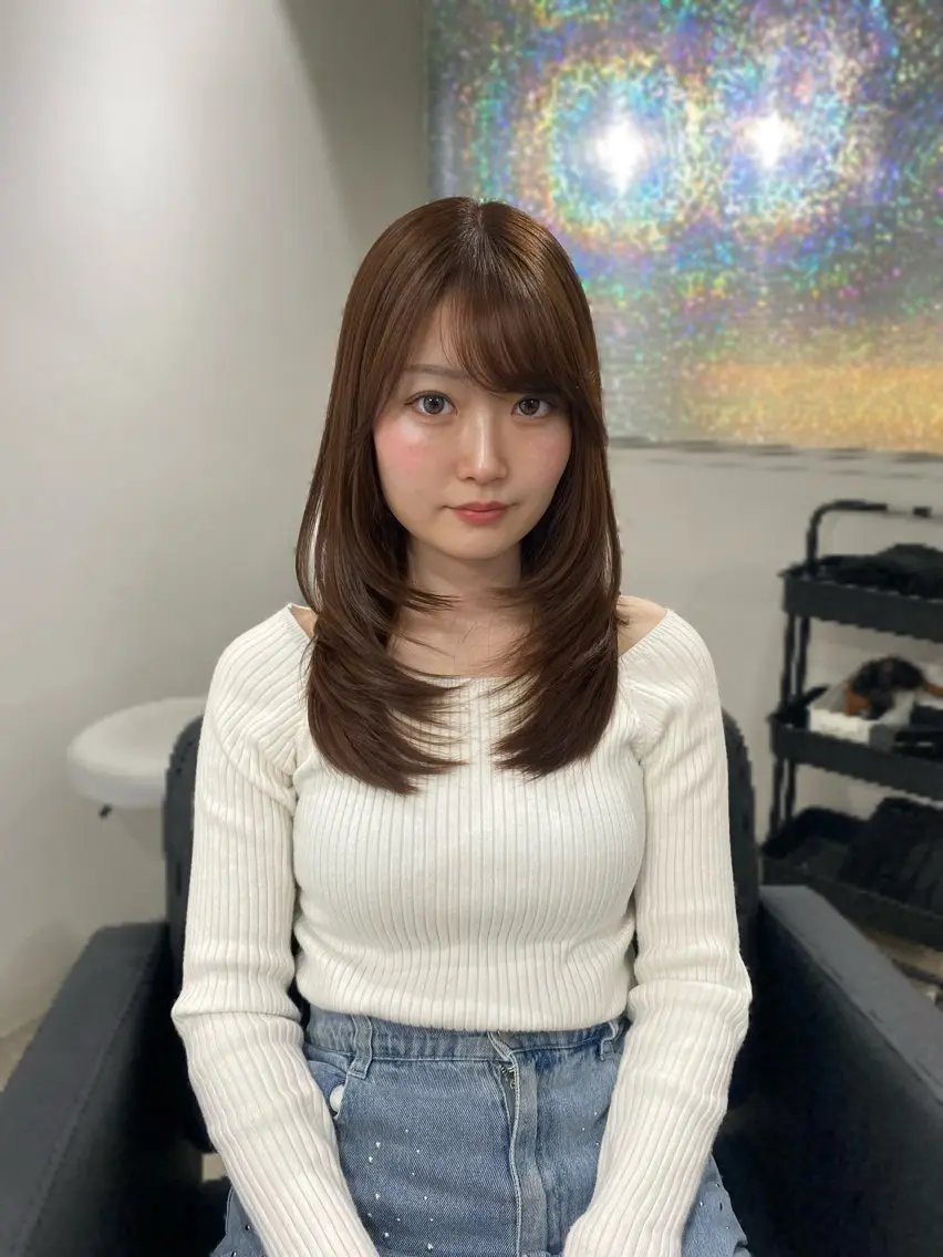 カラー カット ヘアカラー トリートメント RISAKO レイヤーカット🎀のヘアスタイル