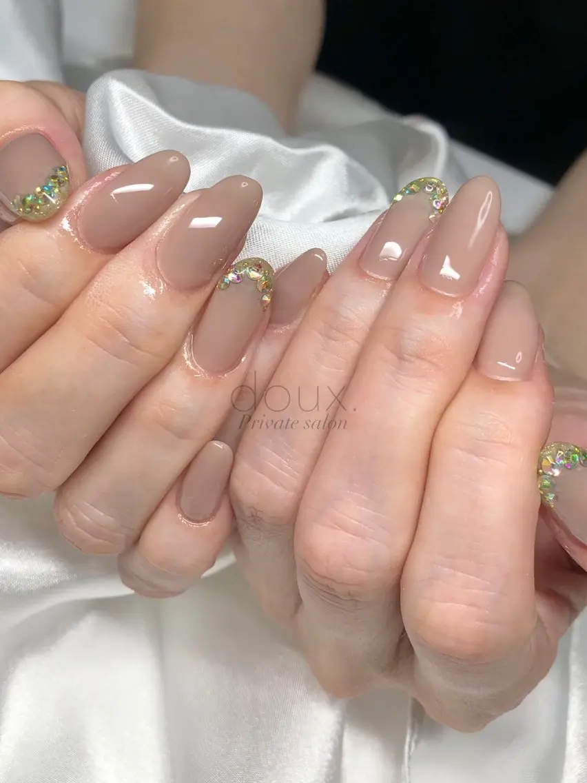 ネイル フレンチネイル キラキラネイル 韓国ネイル マグネットネイル ワンホンネイル doux. nailのネイルデザイン