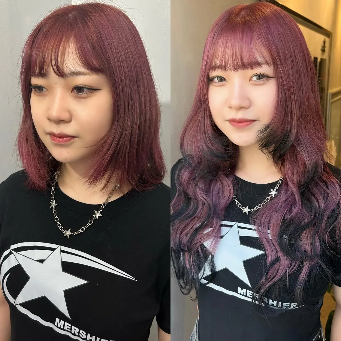 ロング カラー シールエクステ ロングレイヤー ベージュカラー ブロンド ボルドーカラー エクステ SHURI❤️🔥 中/韓mix ♡のヘアスタイル