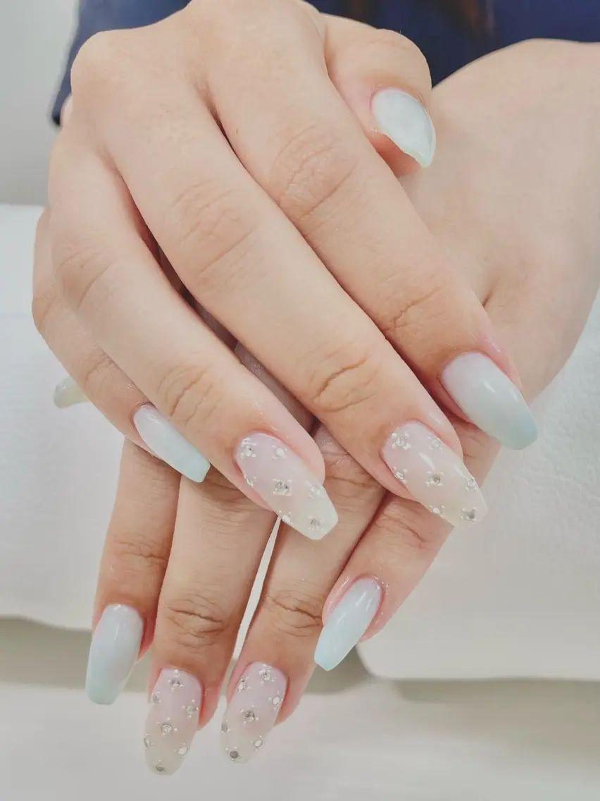ネイル ブルー ハンドネイル はなねいる Hananailのネイルデザイン