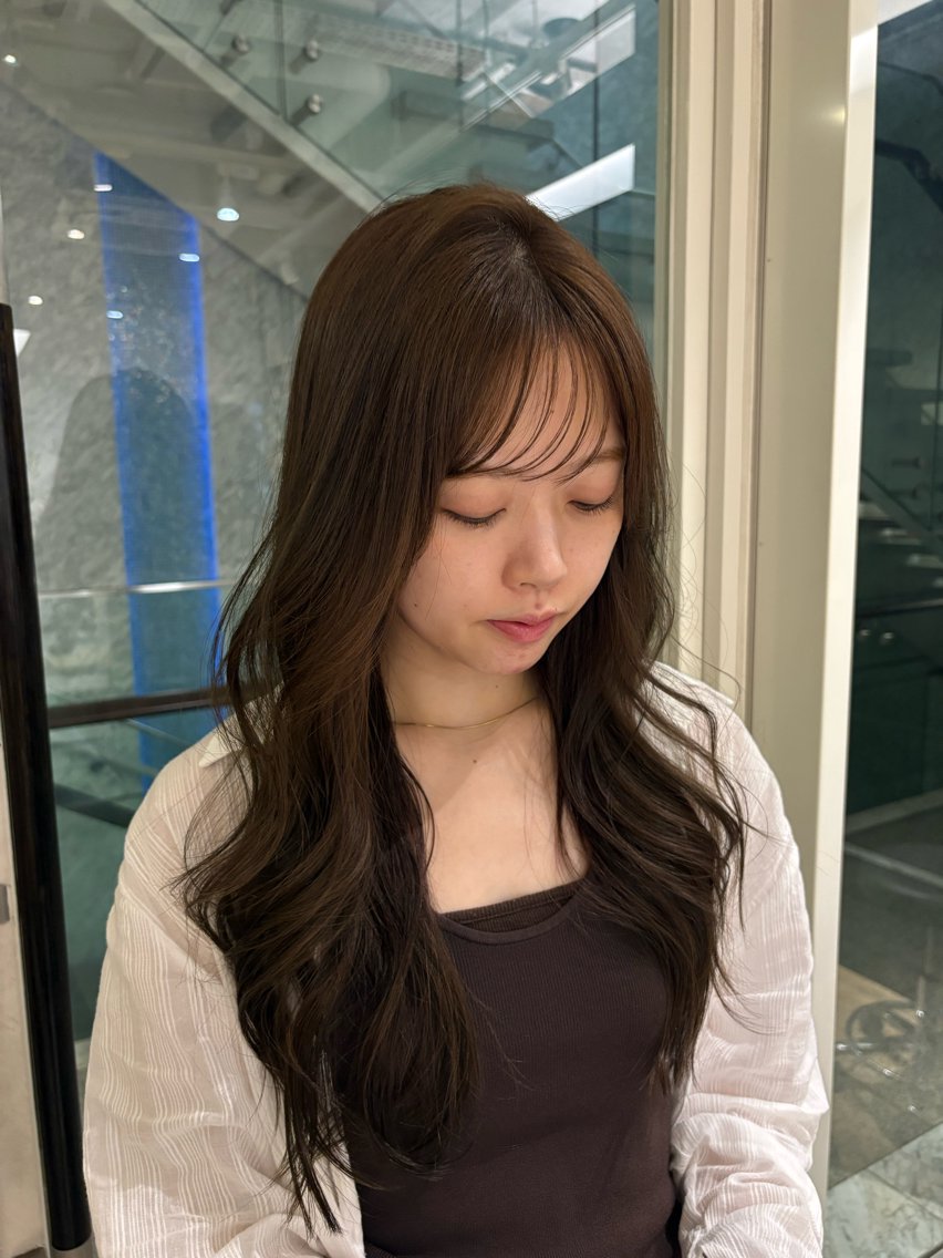 ロング カラー 透明感カラー ミント ヘアカラー SHEAaoyama イソダハルカのヘアスタイル