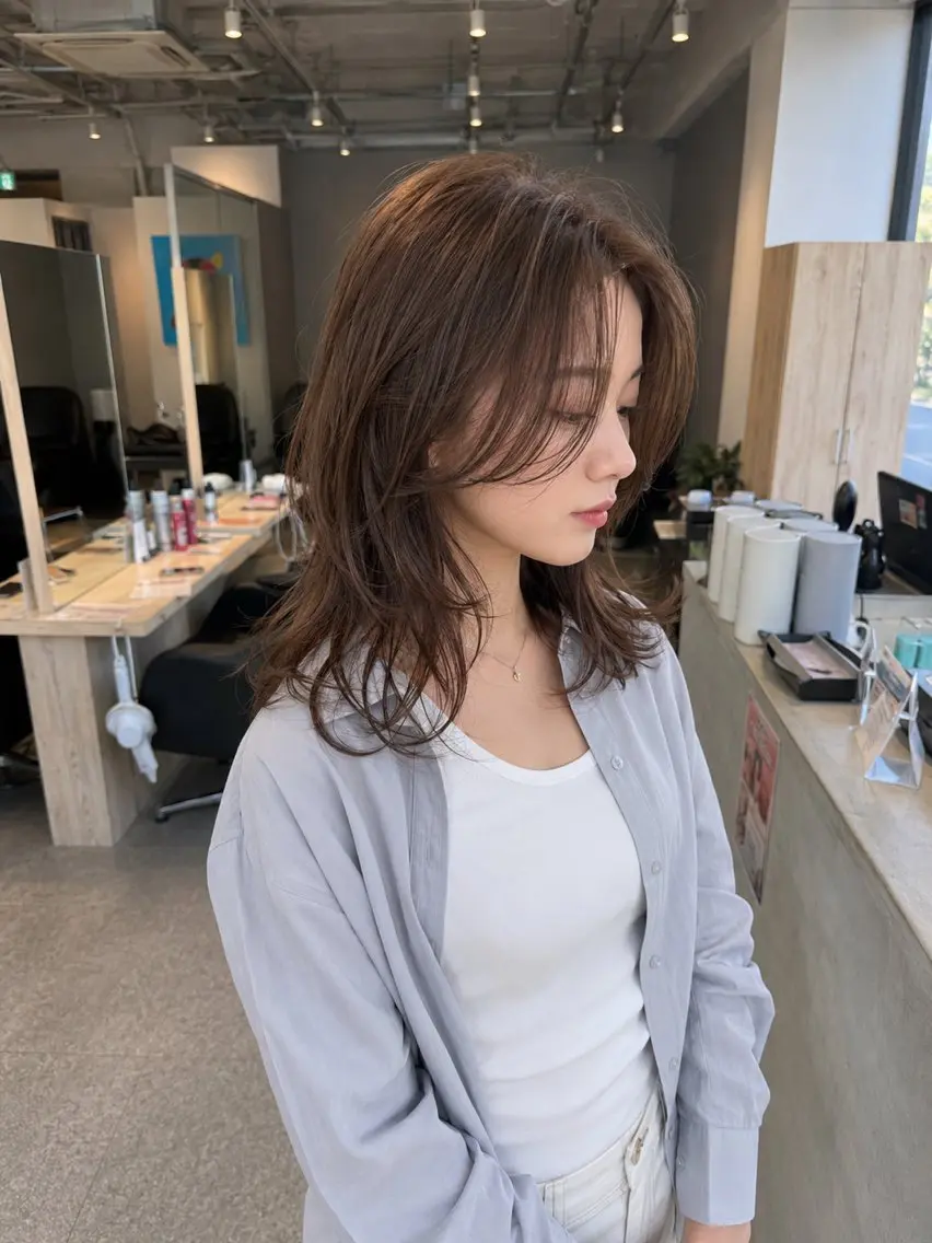 ミディアム カット ヘアカラー トリートメント 赤み消し×髪質改善 🍏上田晃司のヘアスタイル