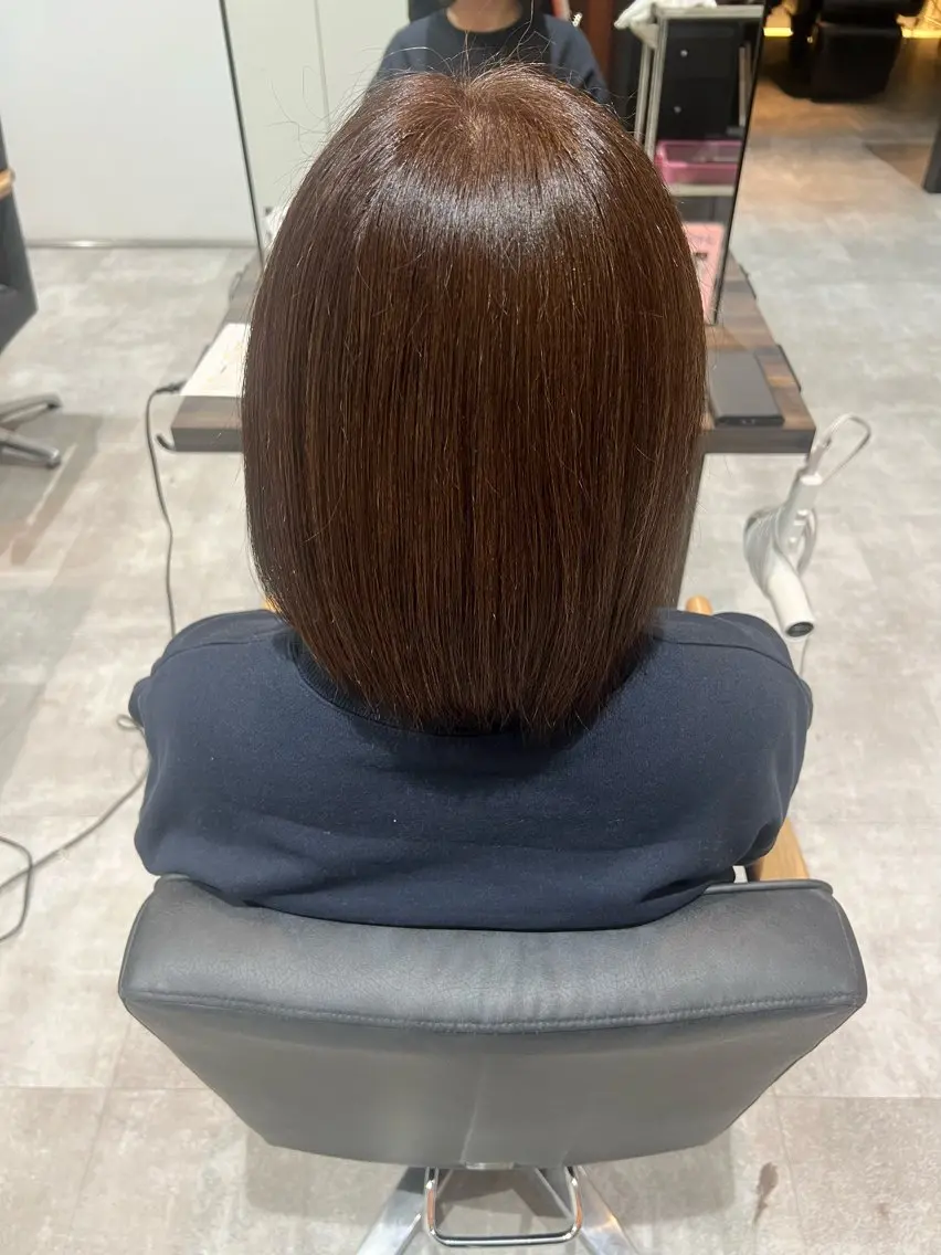 ミディアム カラー ブラウンカラー 豊川 絢子のヘアスタイル
