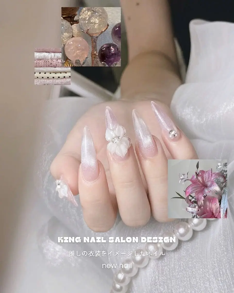 ネイル アートネイル 長さ出し フレンチネイル 韓国ネイル マグネットネイル ハンドネイル KING Nailのネイルデザイン