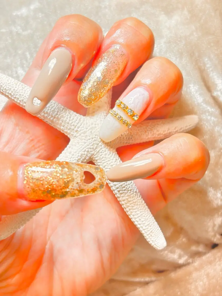 ネイル 長さ出し ハート Lino nailのネイルデザイン