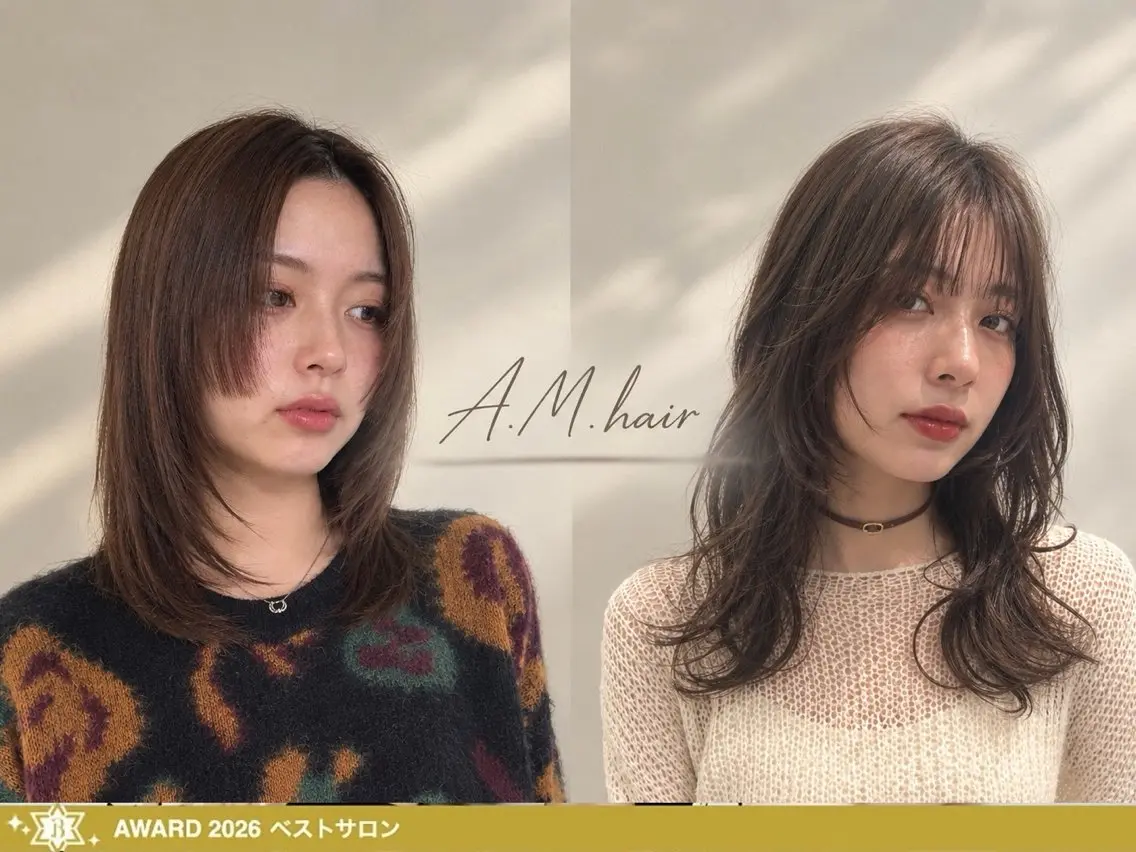 セミロング カット ヘアカラー トリートメント ハッシュカット🏆/ レイヤー🏆/福本凌のヘアスタイル