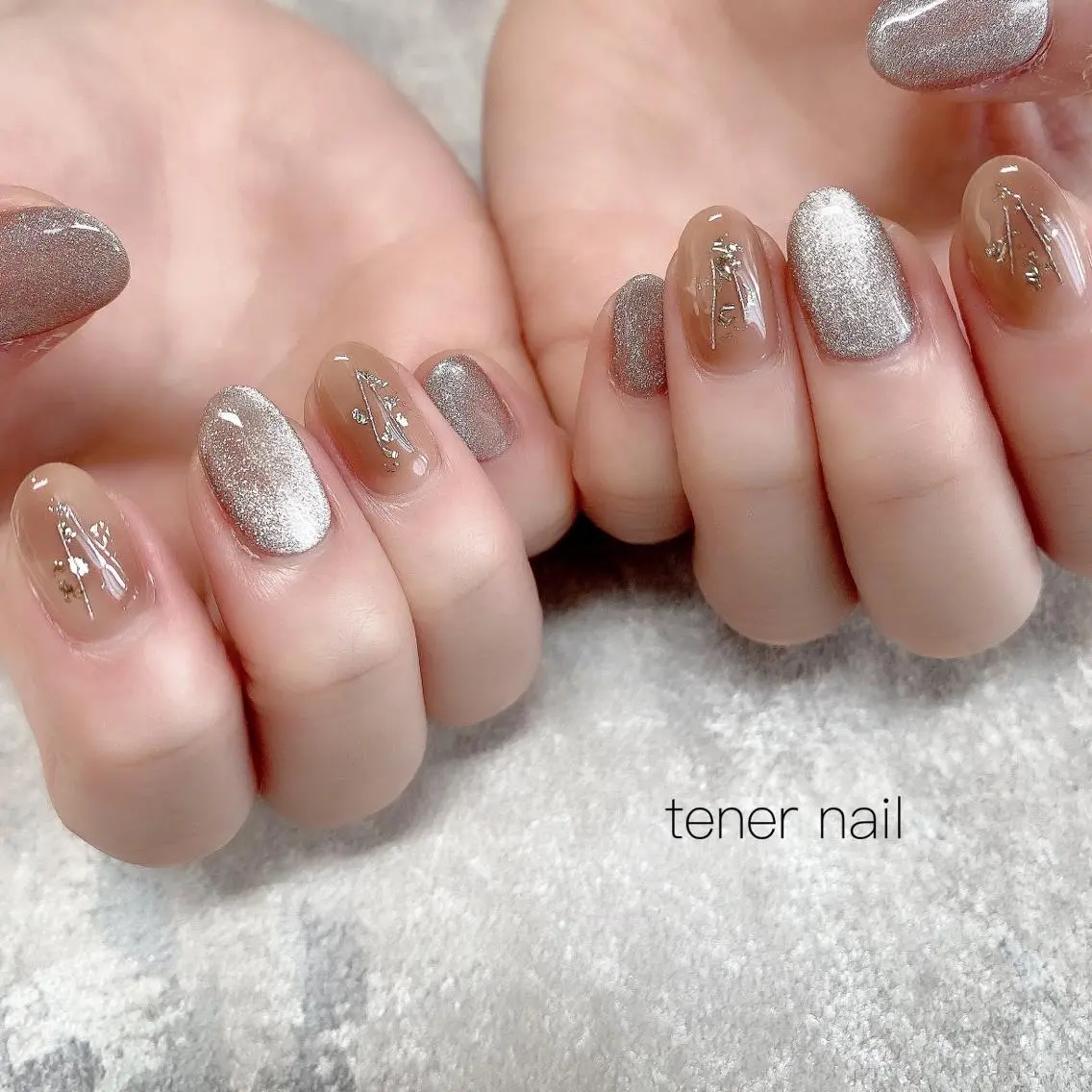 ネイル マグネットネイル ニュアンスネイル ピンク ピンクベージュ テネルネイル tener nailのネイルデザイン