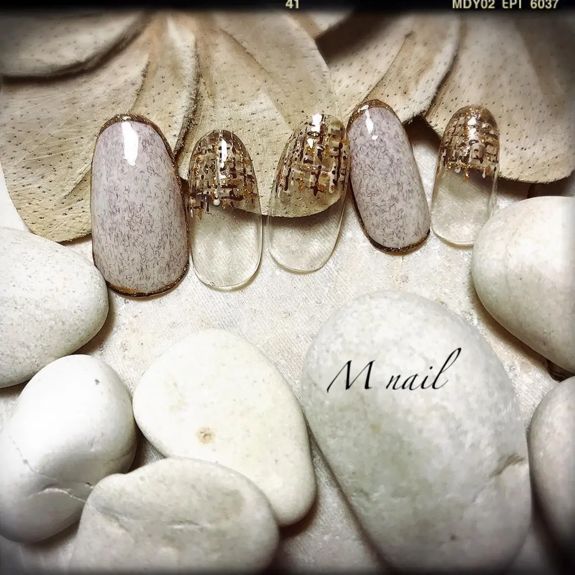 ネイル フレンチネイル ツイードネイル M nail 市原市ちはら台のネイルデザイン