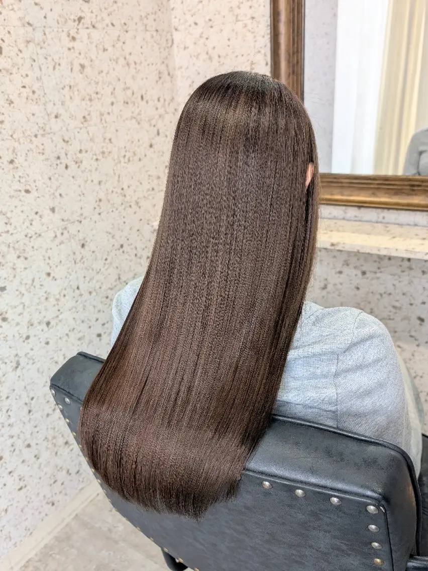 ロング パーマ 髪質改善 ストレートパーマ 縮毛矯正 トリートメント 髪質改善.縮毛矯正 ×韓国ヘアyukiのヘアスタイル
