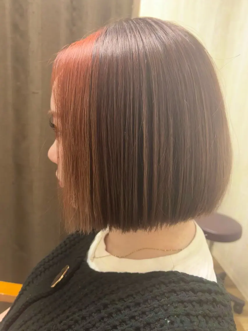 ショート カラー 切りっぱなしボブ ミストバング ブリーチ  フェイスフレーミング ボブ カット ヘアカラー トリートメント 竹内滉太 当日予約⭕️のヘアスタイル