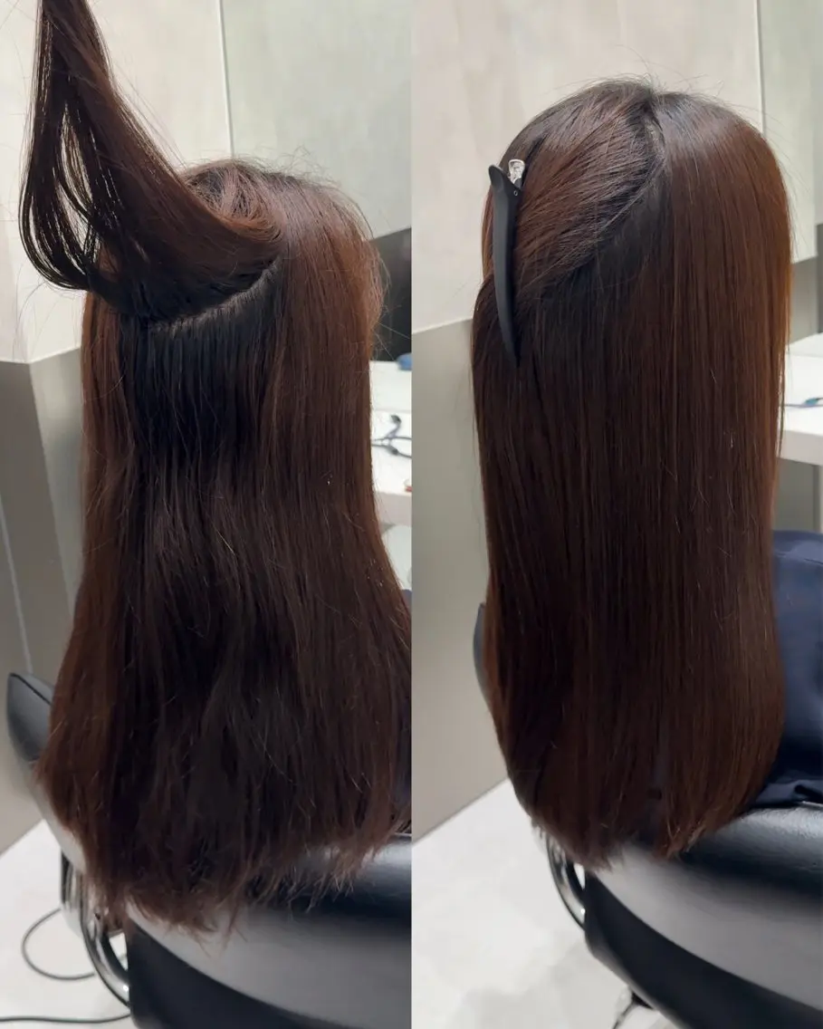 ミディアム 縮毛矯正 トリートメント 縮毛矯正クロスパーマ 益子達也のヘアスタイル
