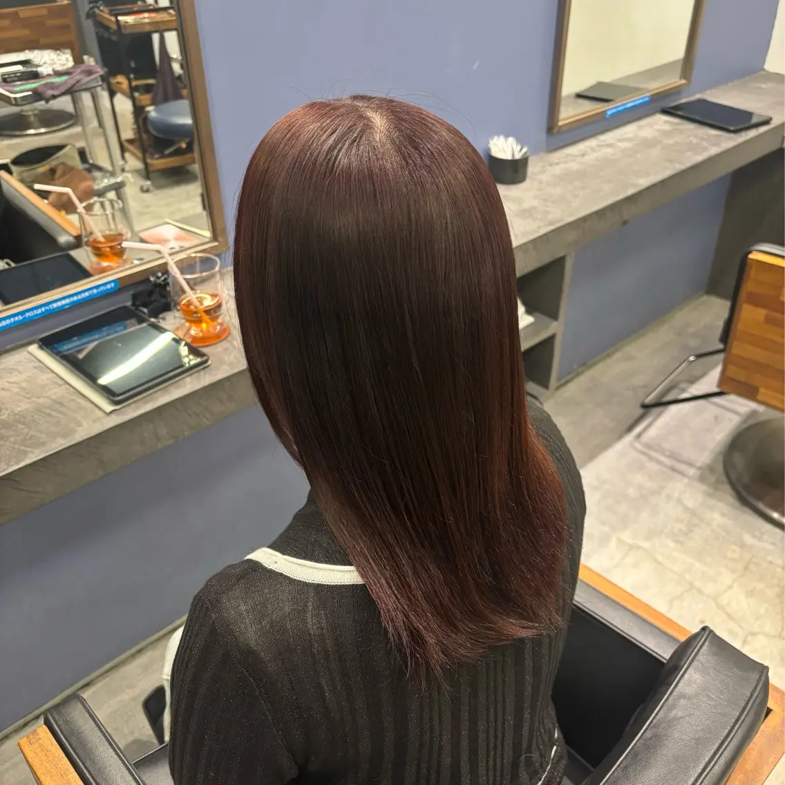 ミディアム カラー ブリーチ ダブルカラー ブリーチなしカラー パープルカラー ヘアカラー 〖❁ちひろ| LEONID❁〗のヘアスタイル