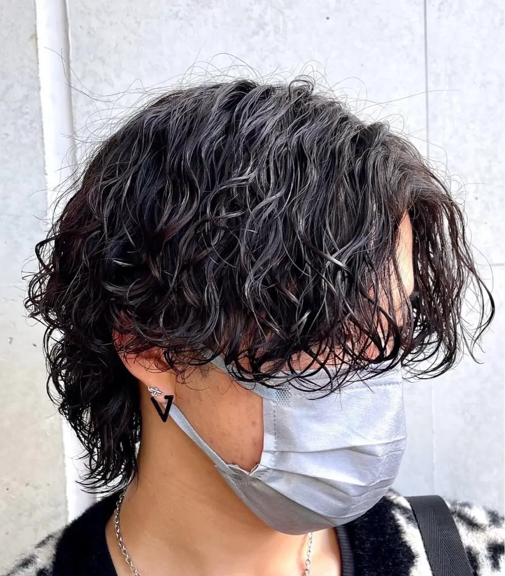 ミディアム パーマ メンズ 恵比寿メンズカット モデル無料/かずきのヘアスタイル