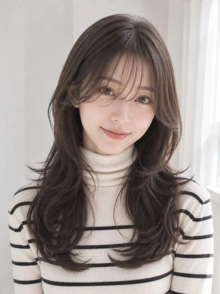 ロング カラー 小顔カット 西野 美桜のヘアスタイル