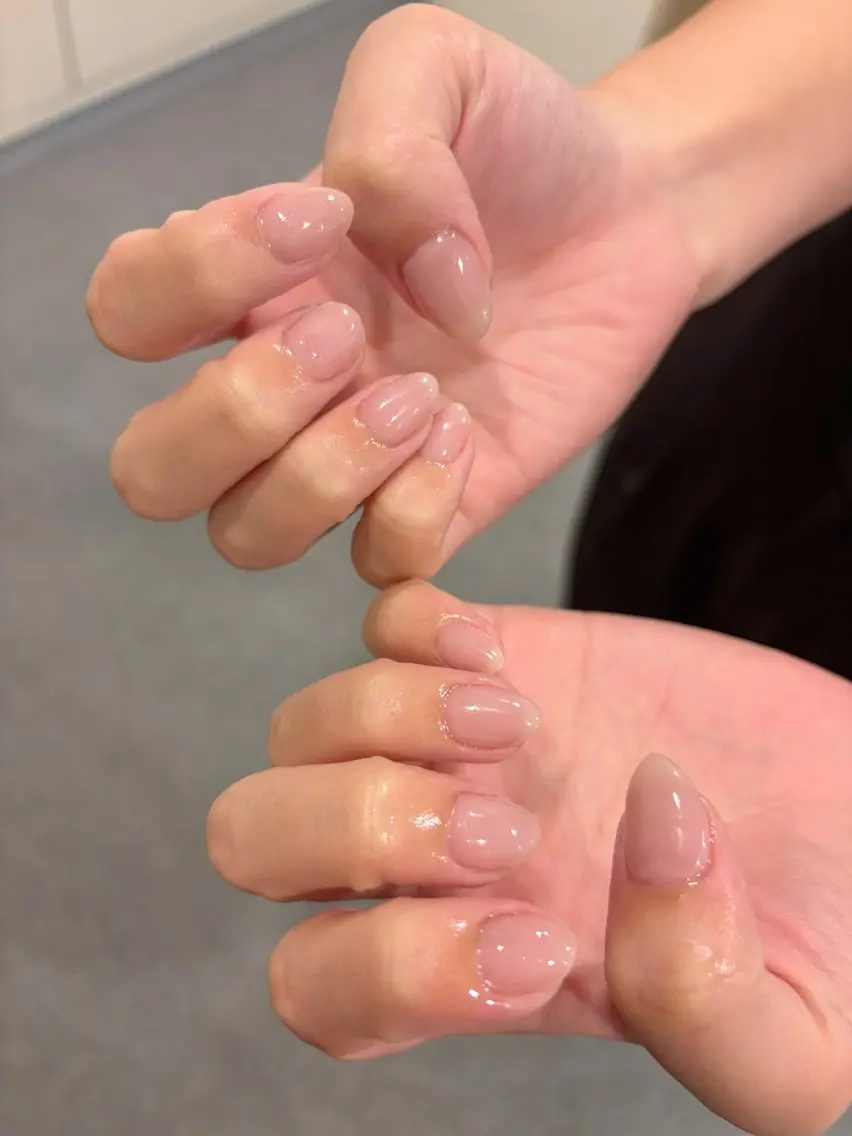 ネイル ピンク ピンクベージュ ハンドネイル enju ayuriのネイルデザイン