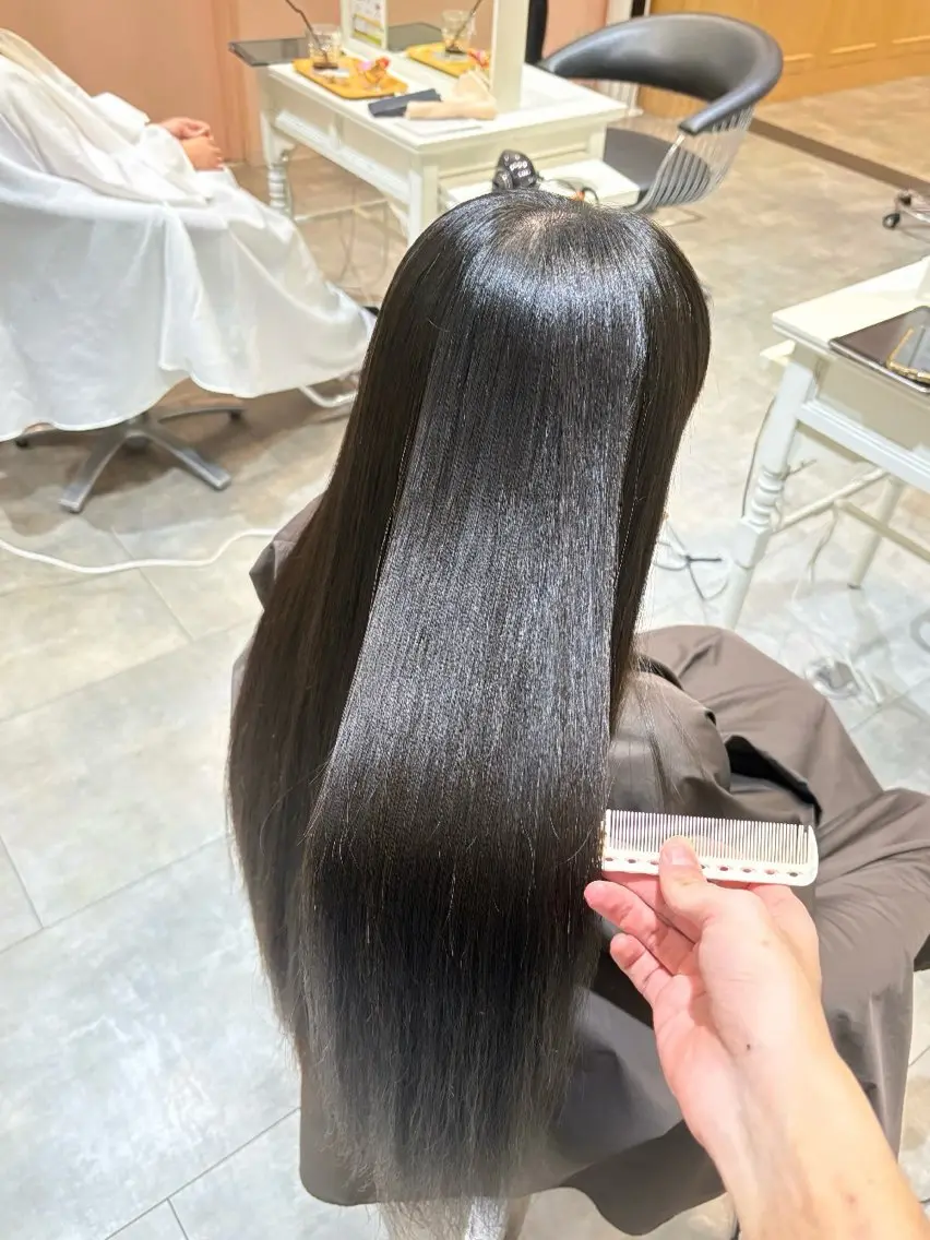 ロング 縮毛矯正 髪質改善 田中大貴のヘアスタイル