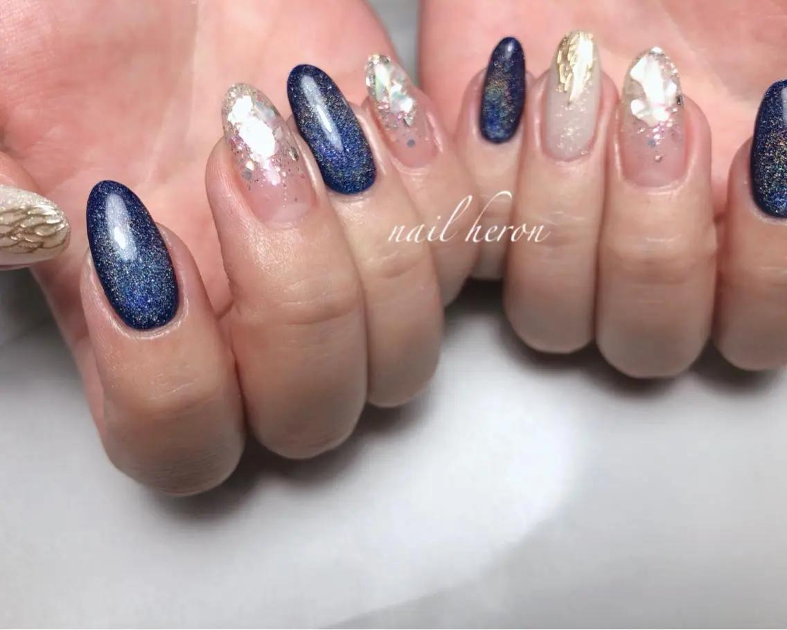 ネイル マグネットネイル ハンドネイル saki_ nail heronのネイルデザイン