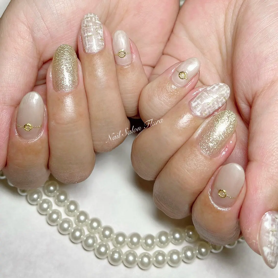 ネイル ツイードネイル ハンドネイル NailSalon Fluraのネイルデザイン