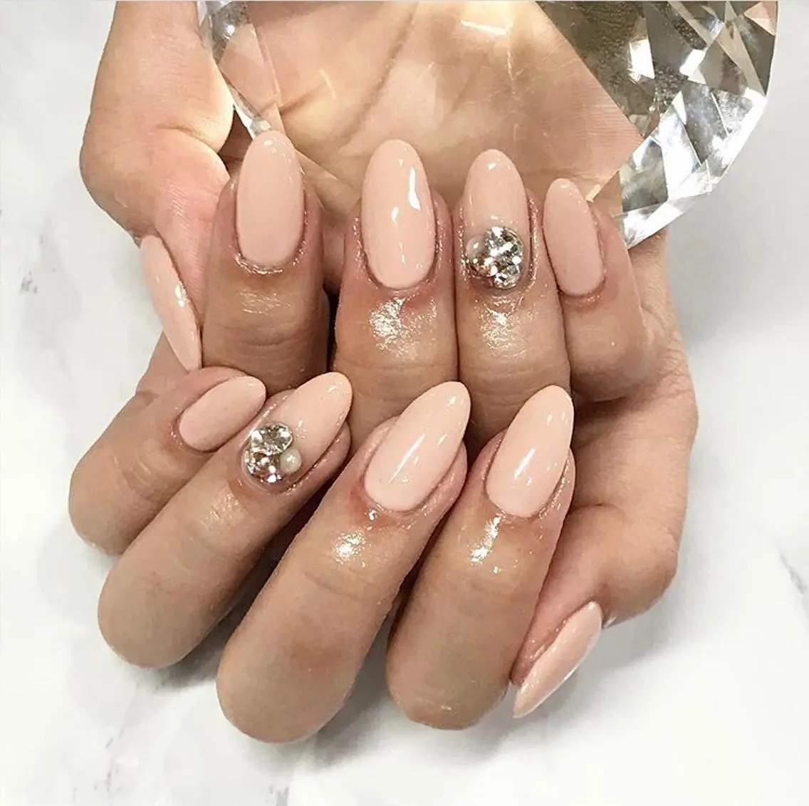 ネイル 渋谷／チップ長さ出し 👑アプレgel-xのネイルデザイン
