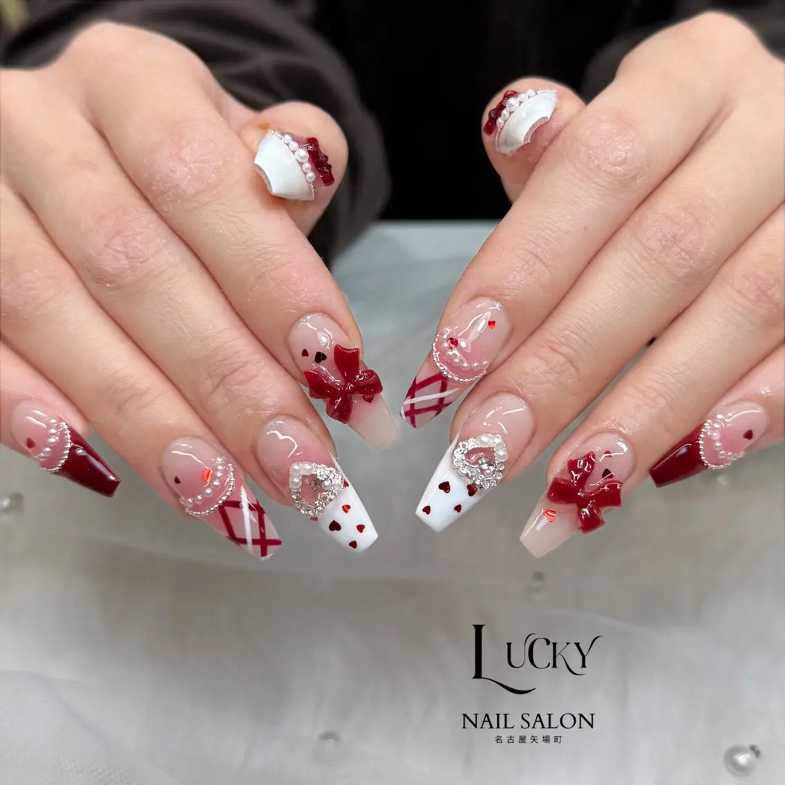ネイル アートネイル ジェルネイル ロングネイル 持ち込み シンプルネイル ハンドネイル Lucky Nail Salonのネイルデザイン