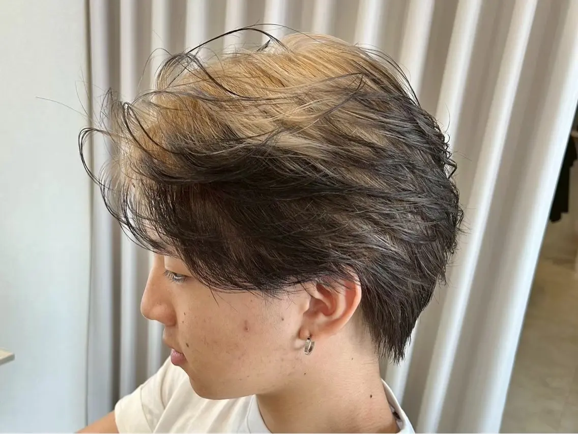 ショート センターパート 韓国ヘア・綾也のヘアスタイル