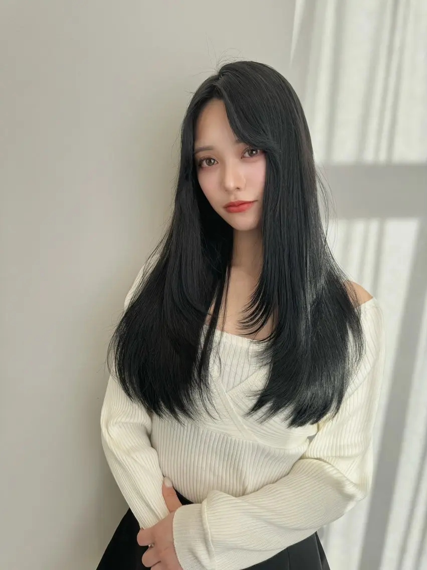 ロング カラー カット ヘアカラー トリートメント COA GINZA 空也/前髪/顔まわりのヘアスタイル