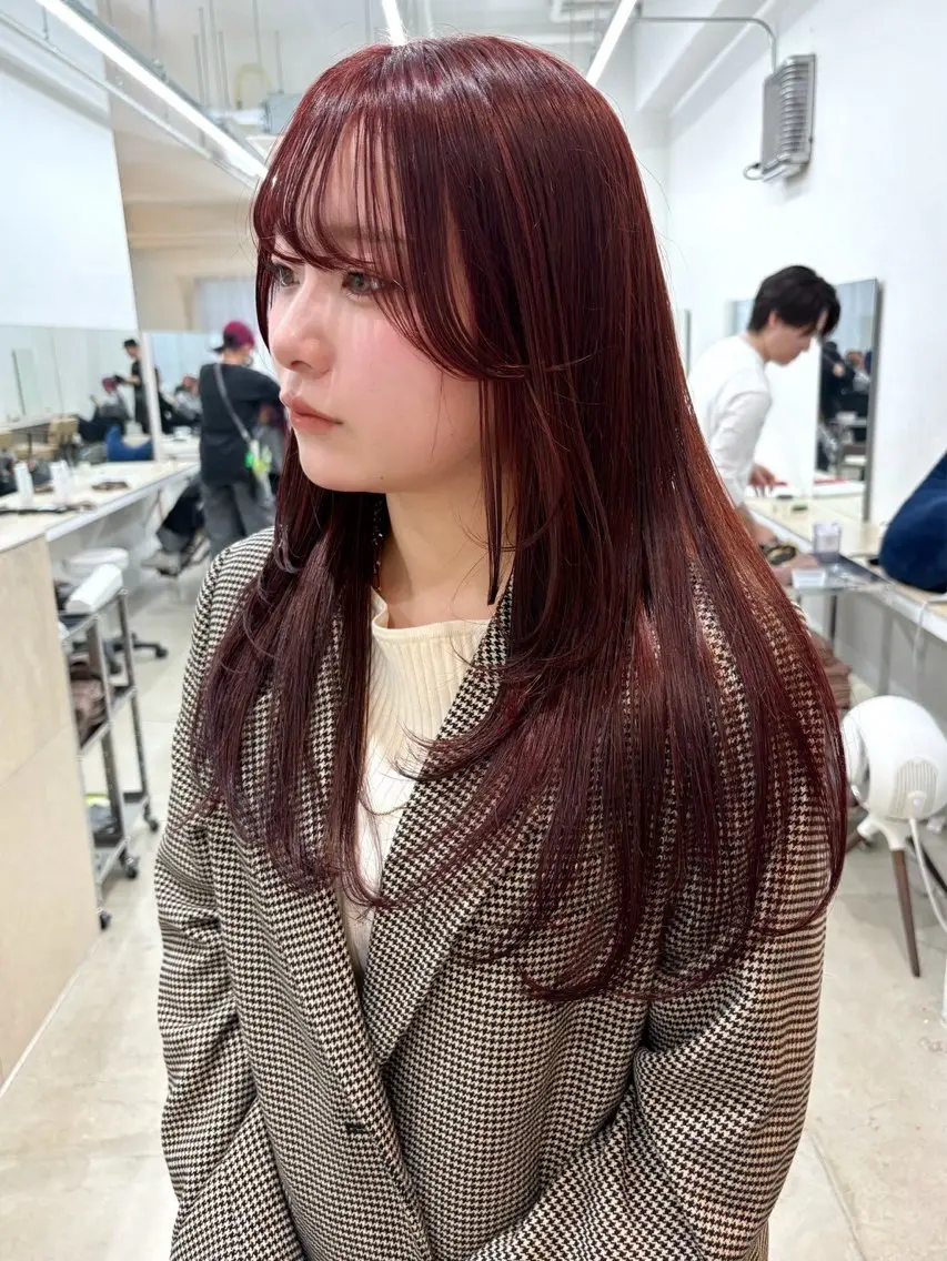 【✨🧩当日限定メニュー🧩✨】ブリーチなしダブルカラー＋髪質改善トリートメント/ベージュ/レッド/チェリーレッドの写真