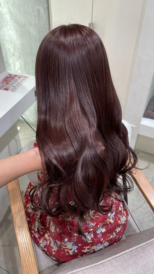 ロング カラー ブラウンカラー ピンクカラー パープルカラー トリートメント hana🍑 ブリーチなしピンクのヘアスタイル