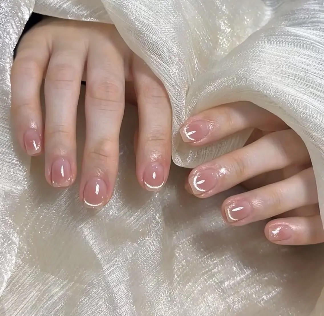 ネイル アートネイル オーロラネイル チークネイル フレンチネイル ガラスフレンチ ハンドネイル 🎀🎀YooLi Nail Salonのネイルデザイン