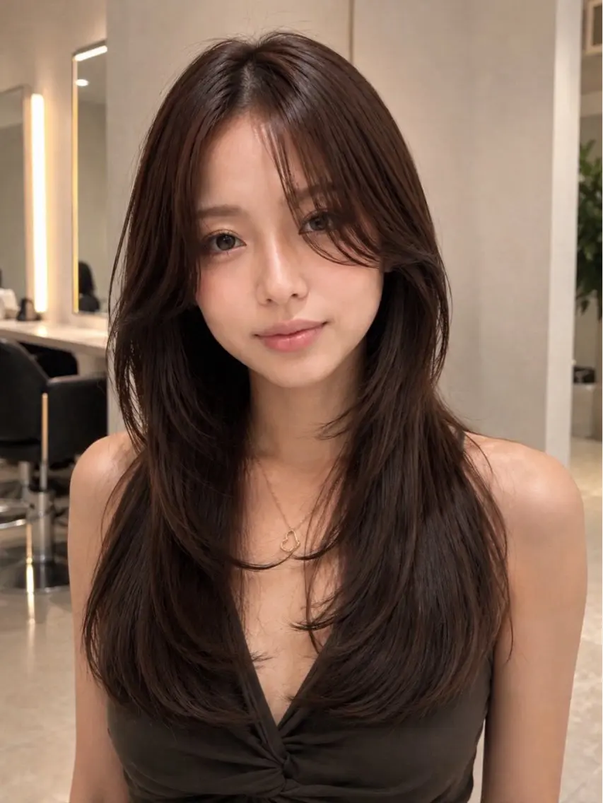 セミロング カラー ヘアカラー 韓国×艶ハイトーンが かわいい✨️リオ🍒のヘアスタイル