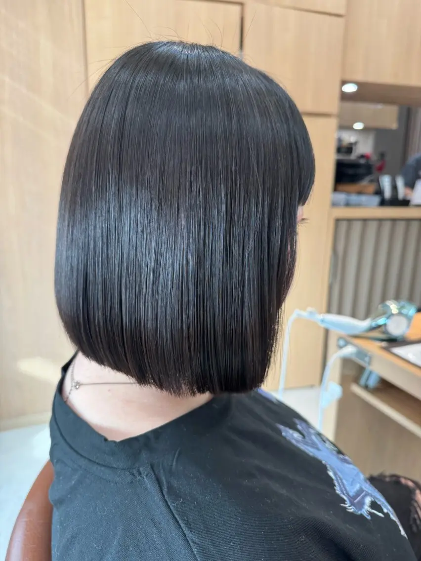 ミディアム ボブ くせ毛 縮毛矯正 中野 希望のヘアスタイル