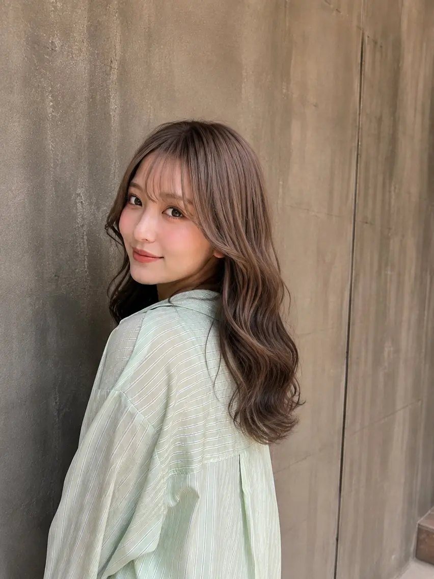 ロング カラー カット ヘアカラー トリートメント 銀座/柔らかベージュ 似合せカット/ハルトのヘアスタイル