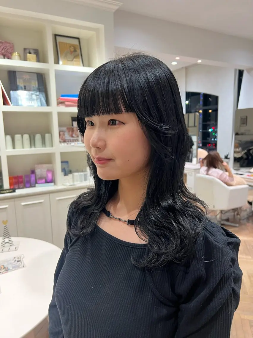 セミロング カラー 黒髪 カット ヘアカラー 似合わせ/レイヤー 💟SAEのヘアスタイル