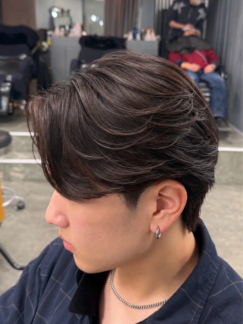 パーマ メンズ カット パーマ 梅田/センターパート 山下学偉のヘアスタイル