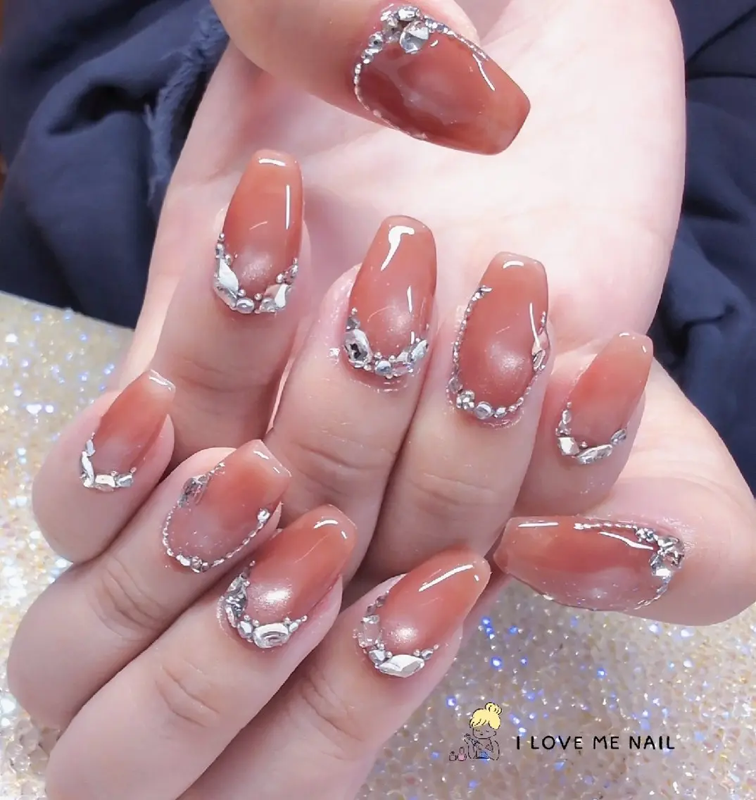 ネイル 長さ出し ハート 韓国ネイル マグネットネイル ニュアンスネイル ハンドネイル I LOVE ME NAIL.｡.:*♡のネイルデザイン