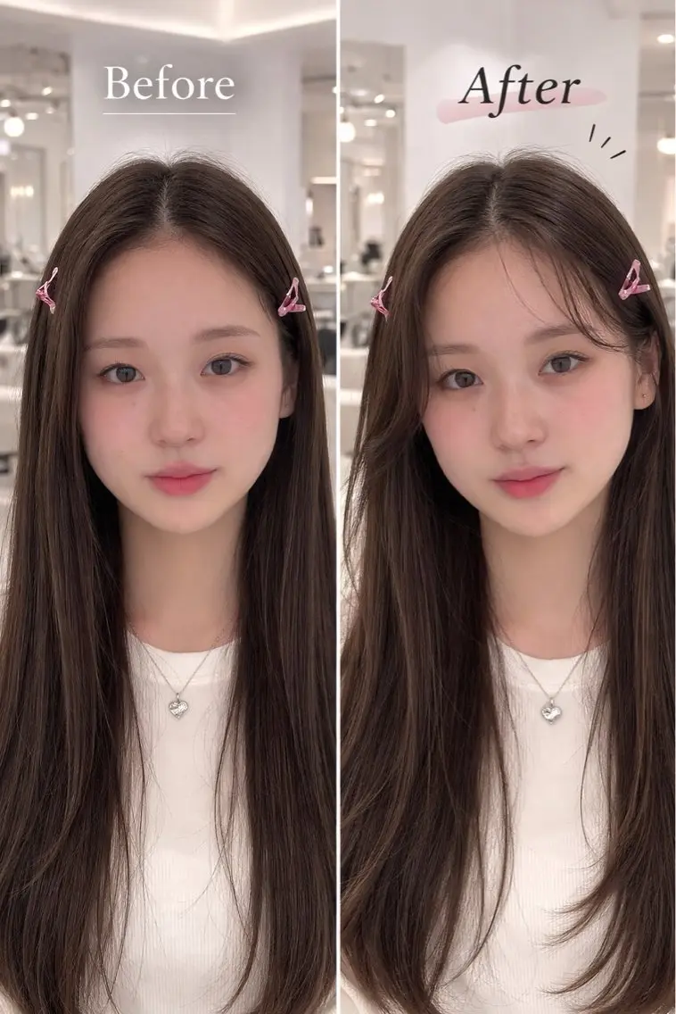 ロング カラー ヘアアレンジ カット ヘアカラー トリートメント 韓国レイヤーカット/ 儚げカラーチナツのヘアスタイル
