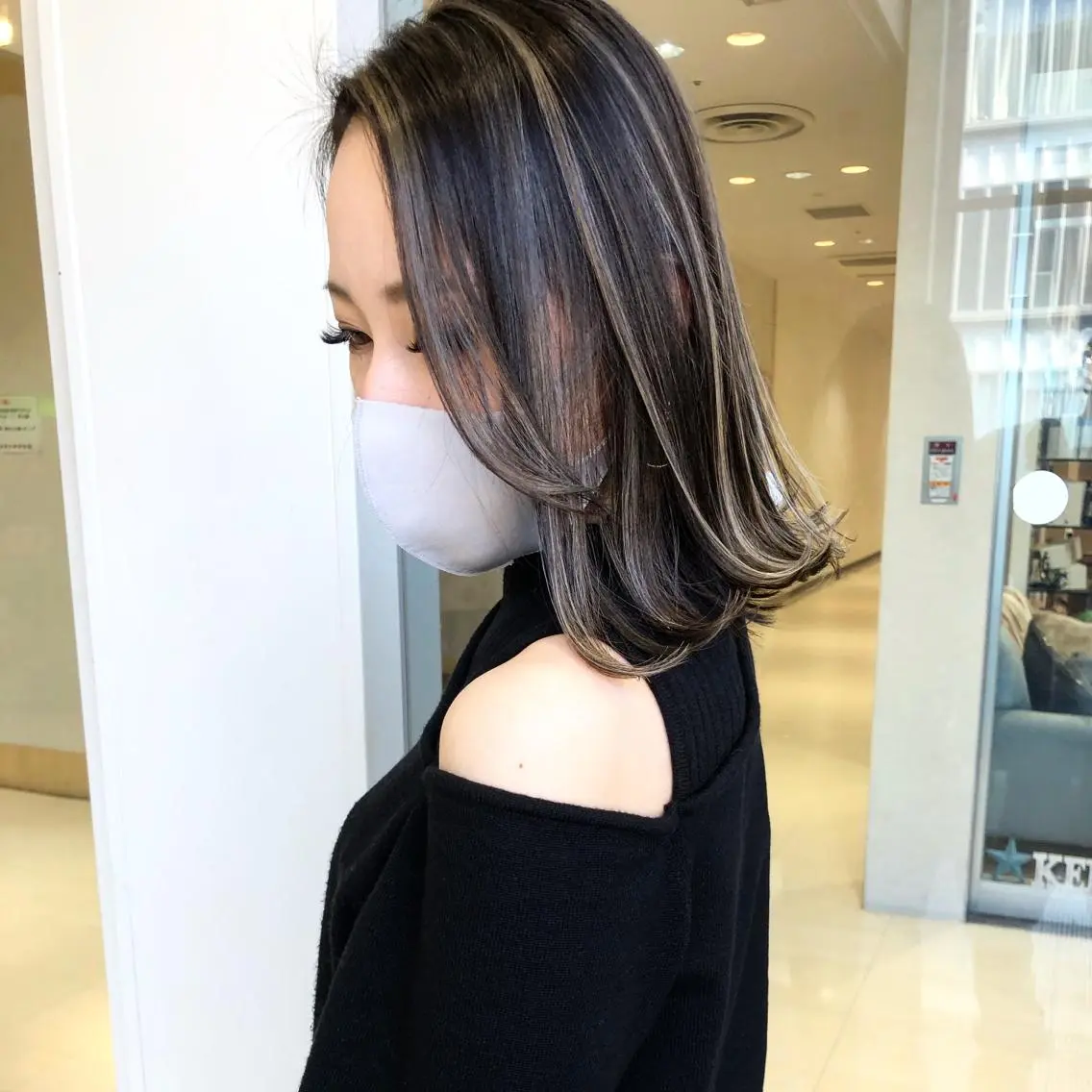 ミディアム カラー ハイライトカラー ハイライト タナカ タクヤのヘアスタイル