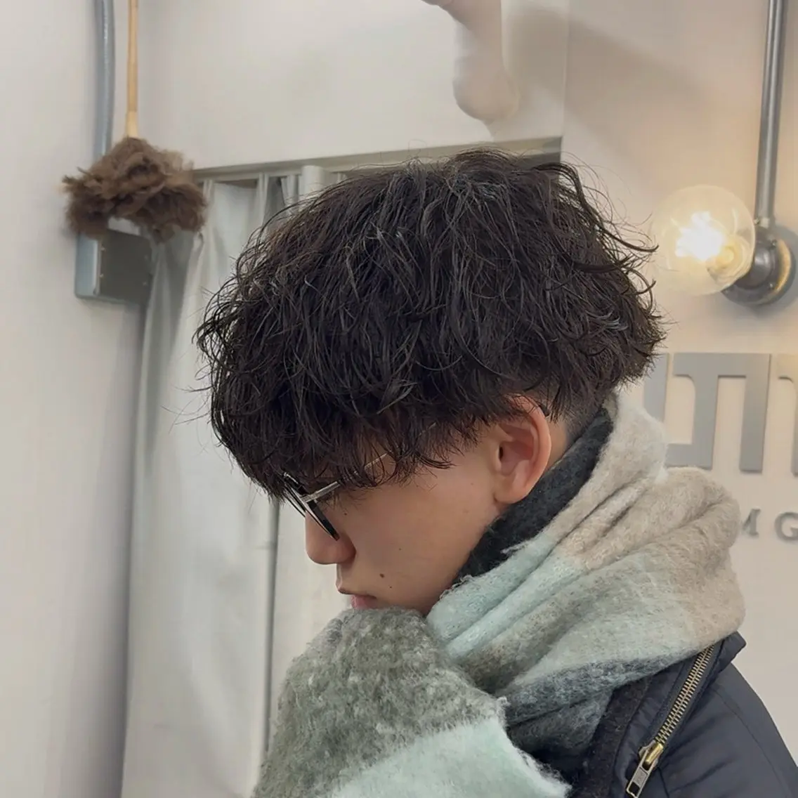 パーマ メンズ カット パーマ ヘアセット 💋ホワイトメッシュ /パーマ/メンズ💋のヘアスタイル