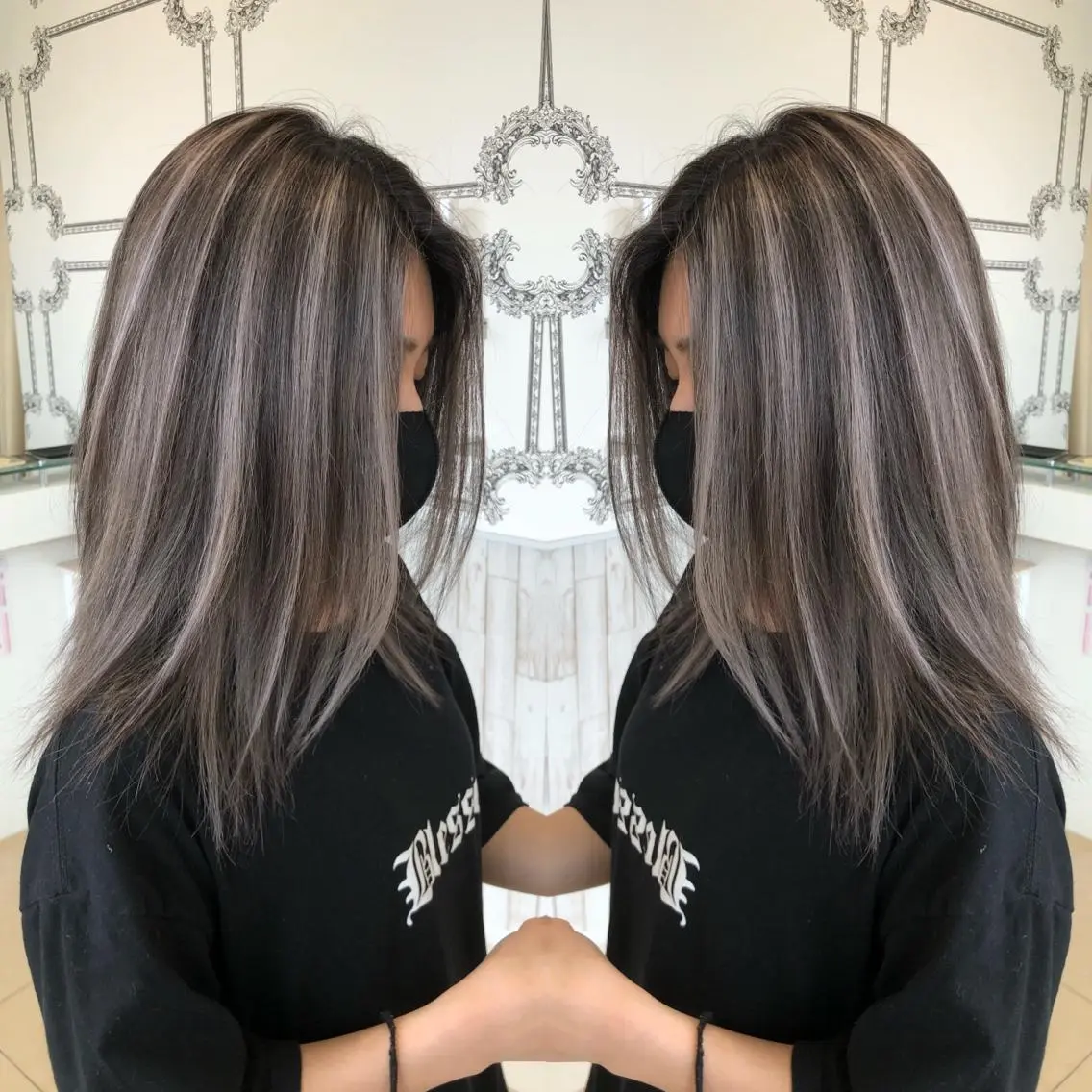 ミディアム ハイライト 得能 雅人のヘアスタイル
